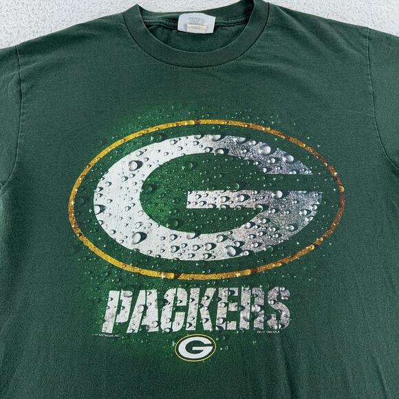 Vintage Green Bay Packers Shirt Mens Large Green NFL Football Nutmeg Mills 90s - Picture 1 of 9